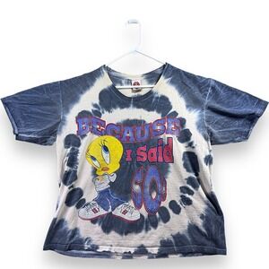Looney Tunes Tweety Bird Tie Dye T-Shirt Womens 14W 16W Vintage 2000 Freeze Blue